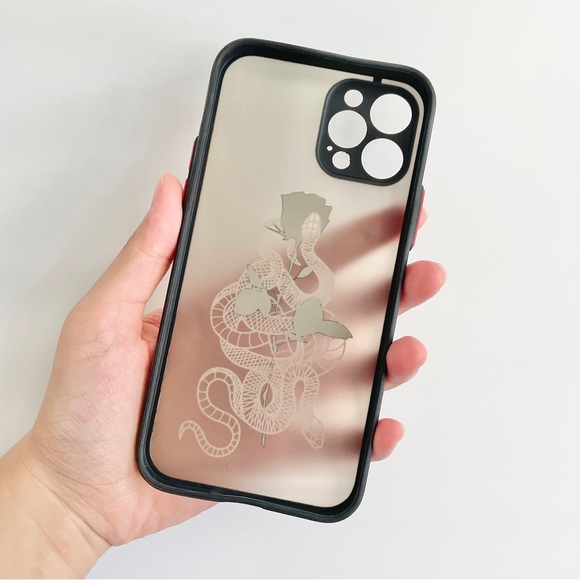 iPhone 12 Pro Case with Rose Snake Print - Picture 2 of 3